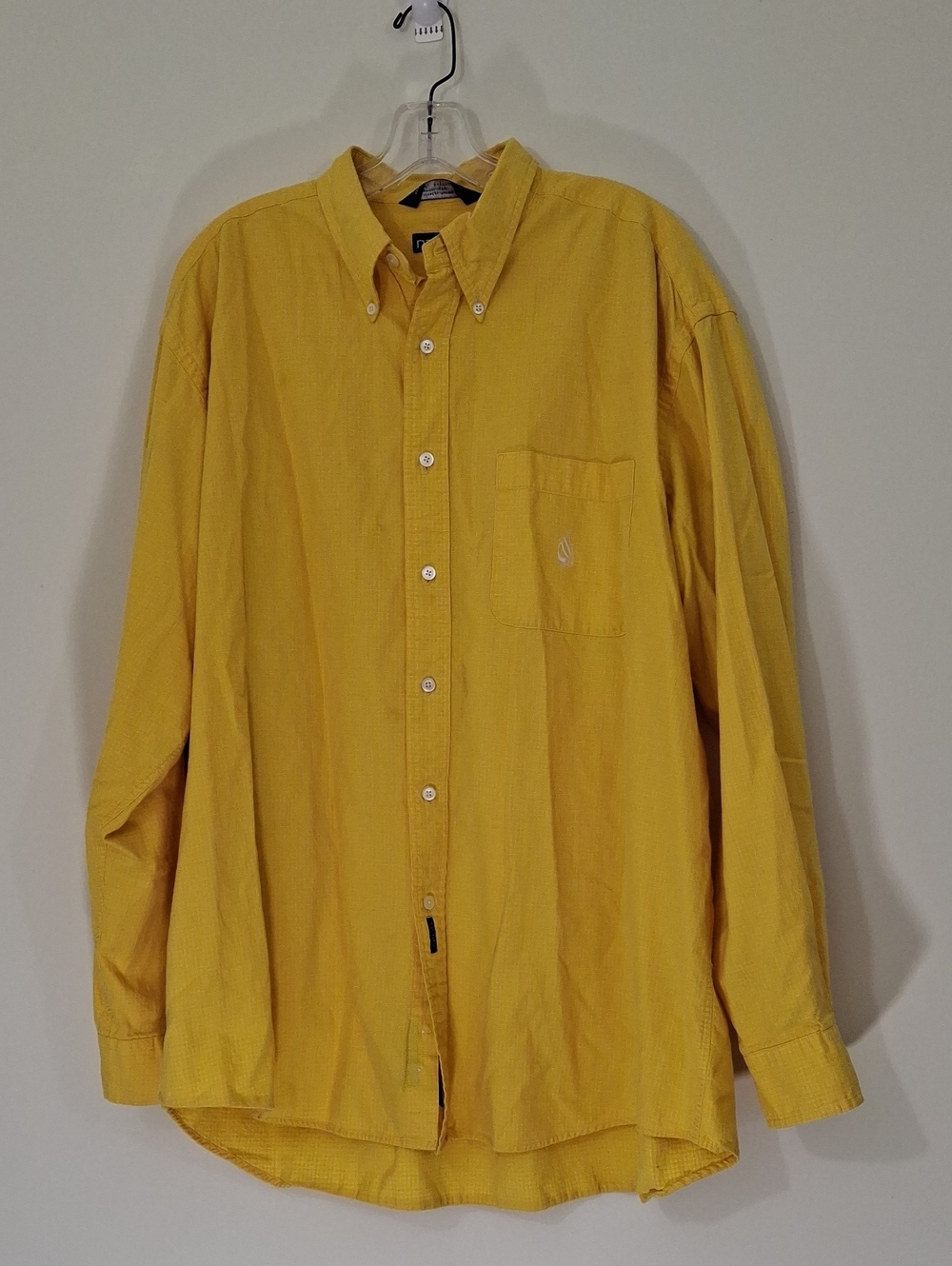 Nautica Vintage 1990's Yellow Long-Sleeve Button-Down Shirt, Size XL